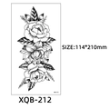 Black and white floral sketch tattoo sticker XQB-212 in 114x210mm size specification - Peony Flower Sketch (XQB-212)
