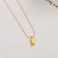 Minimalist gold-plated rectangle bar pendant on a sleek snake bone chain necklace - Small Gold Bar