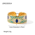 Anello aperto vintage in oro con occhio in smalto blu e diametro interno di 1,76 cm - Stile Smalto Evil Eye (JDR2303014)