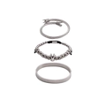Set de pulseras plateadas para hombre con corona, números romanos y cuentas de circón - Set de 3 piezas / Oro Blanco Juego de 3 Piezas A