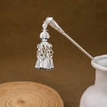 Vintage silver hollow hairpin with geometric tassel pendants and bell charms - Conical Tube Bell Tassel (F64)