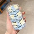 Elastic light yellow and sea salt blue hair ties set in a transparent storage box - Letter Style / 10 Pieces in Box / Sea Salt Blue