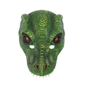 Green 3D dinosaur head mask made of PU foam with realistic scales and white teeth - Kids / Green