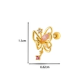 Golden butterfly cartilage earring with colorful zircons and 1.3cm size measurement - 9# Gold (Butterfly Key Style)