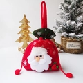 Christmas gift bag red Santa Claus felt candy apple tote bag holiday party decoration - Green Rim Santa