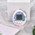 White egg-shaped virtual electronic pet game console with metal keychain and PET GAME text - Cactus/White