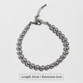 Silver-grey pearl bracelet with lobster clasp and 6cm extension chain, 16cm long - 6mm Bracelet