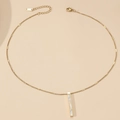 Minimalist gold titanium steel necklace featuring a rectangular mother-of-pearl pendant - 3D Pendant Necklace / Gold