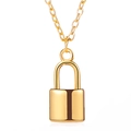 Minimalist gold padlock pendant necklace with polished finish and fine O-chain for women - Gold