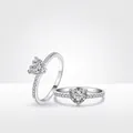 Elegantes S925 Sterling Silber Ring-Set mit Herz-Zirkonia im minimalistischen Stil - US-Größe 5 / Silber