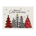 Set de table de Noël avec cinq arbres décoratifs et texte Merry Christmas sur fond blanc - 32*21 (Coton Lin) / Style 1 (Sapins de Noël)
