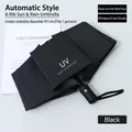 Automatic black 8-rib folding umbrella with UV protection and 97cm diameter span - 8-Rib UV Automatic / Starry Black