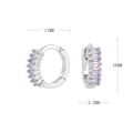 Détails des boucles d'oreilles huggie en argent S925 avec zircons violets et mesures - Argent 925 / Argent/Violet