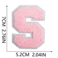 Dettaglio della toppa con lettera S in ciniglia rosa con dimensioni altezza 7 cm - Lettera singola S / Rosa
