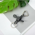 Llavero de cuerda paracord trenzada gris con anillo de plata y mosquetón metal - Gris
