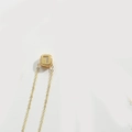 Gold square necklace pendant featuring crystal number 7 on a delicate cable chain - Letter L (XL3420)