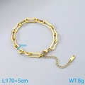 Golden 5mm stainless steel Cuban chain bracelet with K18 engraving and lobster clasp - Irregular Flat Link Gold (KB1862260-Z) / 5mm Wide-17cm Plus 5cm Extension