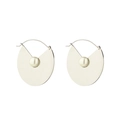 Detail view of silver geometric fan-shaped earrings with central pearl accents - Fan Shaped Pearl Style (E1076-ST)