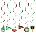 Rugby party hanging swirls with foam finger, goal post and game time football pendants - Hanging Spirals 6PCS