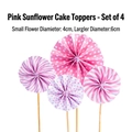 Pink sunflower cake toppers in 2 sizes, 4cm and 6cm, for princess party decoration - Pink Sunflower Topper