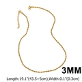 18k gold plated 3mm rope chain necklace with lobster clasp and extension link - 3mm