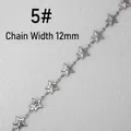 Macro detail of 12mm wide silver stainless steel star chain link DIY jewelry accessory 5# - 5# Densely Packed Stars (12mm Wide)