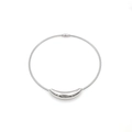 Minimalist silver curved tube pendant necklace with sleek snake chain for women - Silver
