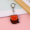 Porte-clés mignon en acrylique chat orange dans un bol avec fermoir argenté - Chat Café