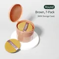 Set de 7 esponjas de maquillaje redondas color café con caja de almacenamiento - Forma Redonda (Juego de 7) / Café Yema de Huevo