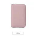 Pink pebbled leather zipper wallet with RFID blocking and long travel organizer design - Lotus root pink