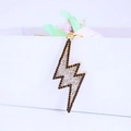 Golden lightning bolt keychain pendant with clear and black rhinestones for bags - Black