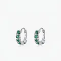 Orecchini a cerchio in argento 925 con zircone smeraldo marquise e dettagli - Argento