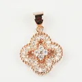 Rose gold four leaf clover pendant charm fully inlaid with sparkling round zirconias - Paved Clover / Rose Gold