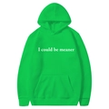 Bright green drawstring hoodie with kangaroo pocket and white text print - Fruit Green