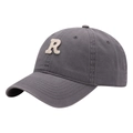 Dark grey cotton baseball cap with embroidered R letter on a plain white background - Adult Adjustable / Light Gray