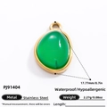 Green oval gemstone pendant with stainless steel 18k gold plating for jewelry DIY - Irregular Oval Green Gemstone Style (PJ91404)