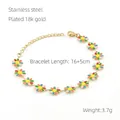 Colorful enamel daisy flower bracelet in 18k gold plated stainless steel, 16+5cm length - Colorful Flower Style B Bracelet