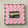 Pack of 25 pink unscented tea light candles in aluminum cups with classic packaging - Pink