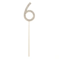 Sparkling gold metal number 6 cake topper with inlaid rhinestones for birthdays - Number 6 / Gold