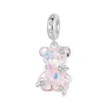 Pink colorful bear charm in S925 sterling silver with star-shaped cubic zirconia - Bear (SCC2754) / Pink