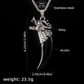 Wolf fang necklace for men with acrylic tooth pendant and stainless steel chain - Wolf Tooth No.31 + 70cm Steel Chain