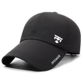 Black summer baseball cap with side breathable perforations and white letter logo detail - Adjustable / Black