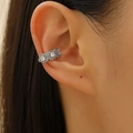 Silver-tone ear cuff earring with sparkling clear cubic zirconia studs for non-pierced ears - Cluster Zirconia Ear Cuff (2927)