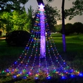 Outdoor solar waterfall star string lights with multi-color LED for garden Christmas decor - Star Solar Remote Control / Colorful