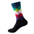Classic argyle mid-calf cotton socks with vibrant multicolor pattern and knit texture - No. 167 Classic Argyle