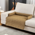 Waterproof brown quilted pet sofa cover with bolster for furniture protection - Geometric Camel