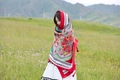 Ethnic style sun protection beach shawl with vibrant floral print and tassel details - Prairie Ethnic Style (Ethnic Geometric-18)