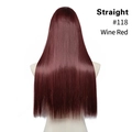 Detailed close-up of wine red #118 straight long synthetic hair extension piece - 24 inch / Wine Red (#118)