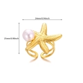 Goldener Edelstahl Seestern-Ring mit Kunstperle, Ozean-Thema offenes Design - Gold Perle Seestern Offener Ring (G726JZ6830)