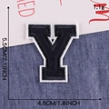 Navy blue chenille embroidery letter Y patch with white border for clothing 5.5cm - Letter Y / Navy Blue